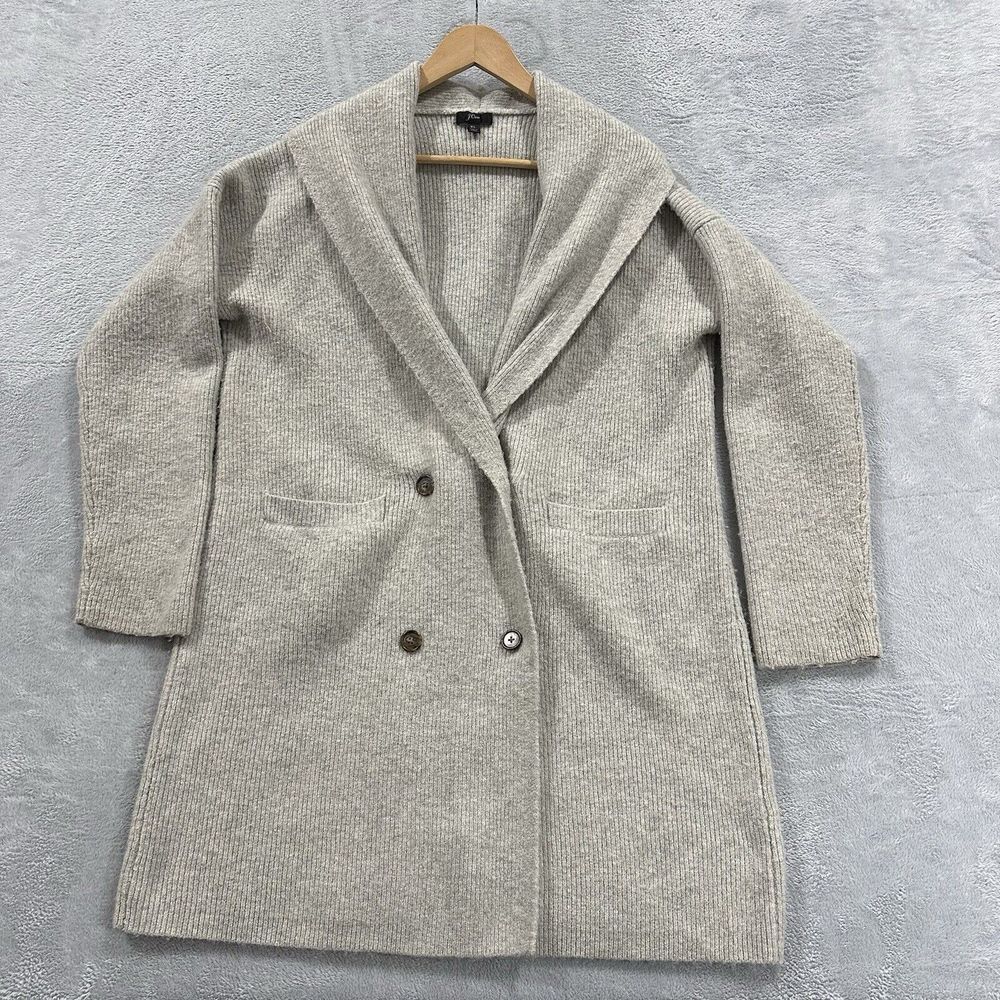 J. Crew Cardigan Women's XL Merino Wool Alpaca Double Breasted Blazer Gray